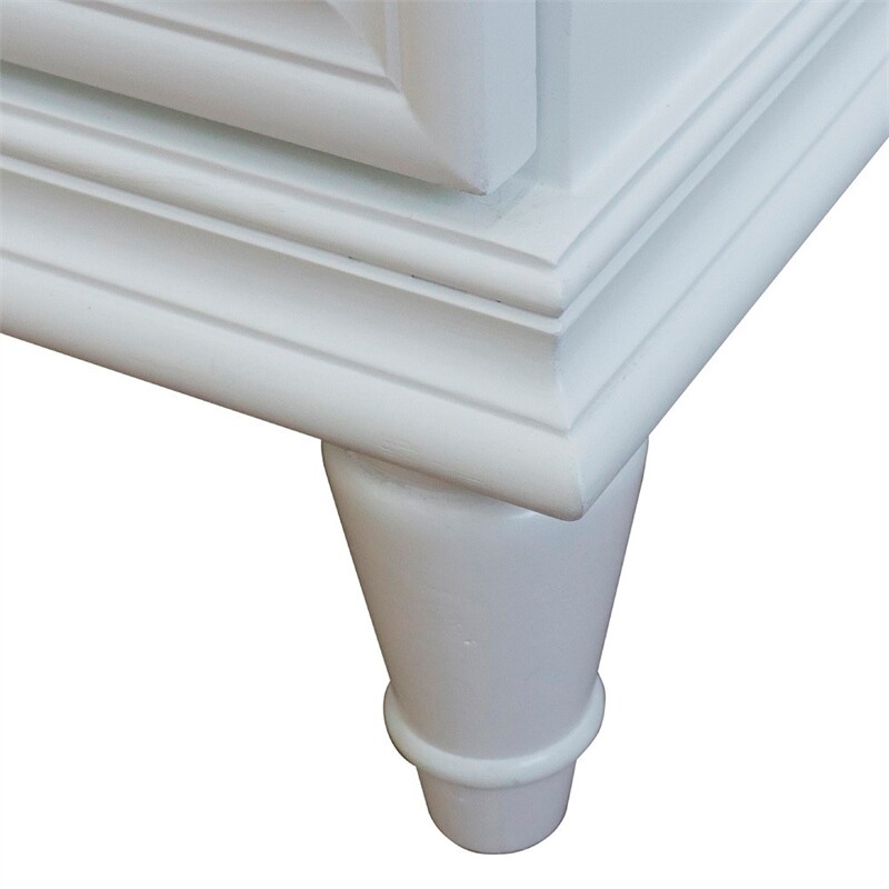 25 in. Single Wooden Vanity White with White Carrara Oval Sink
