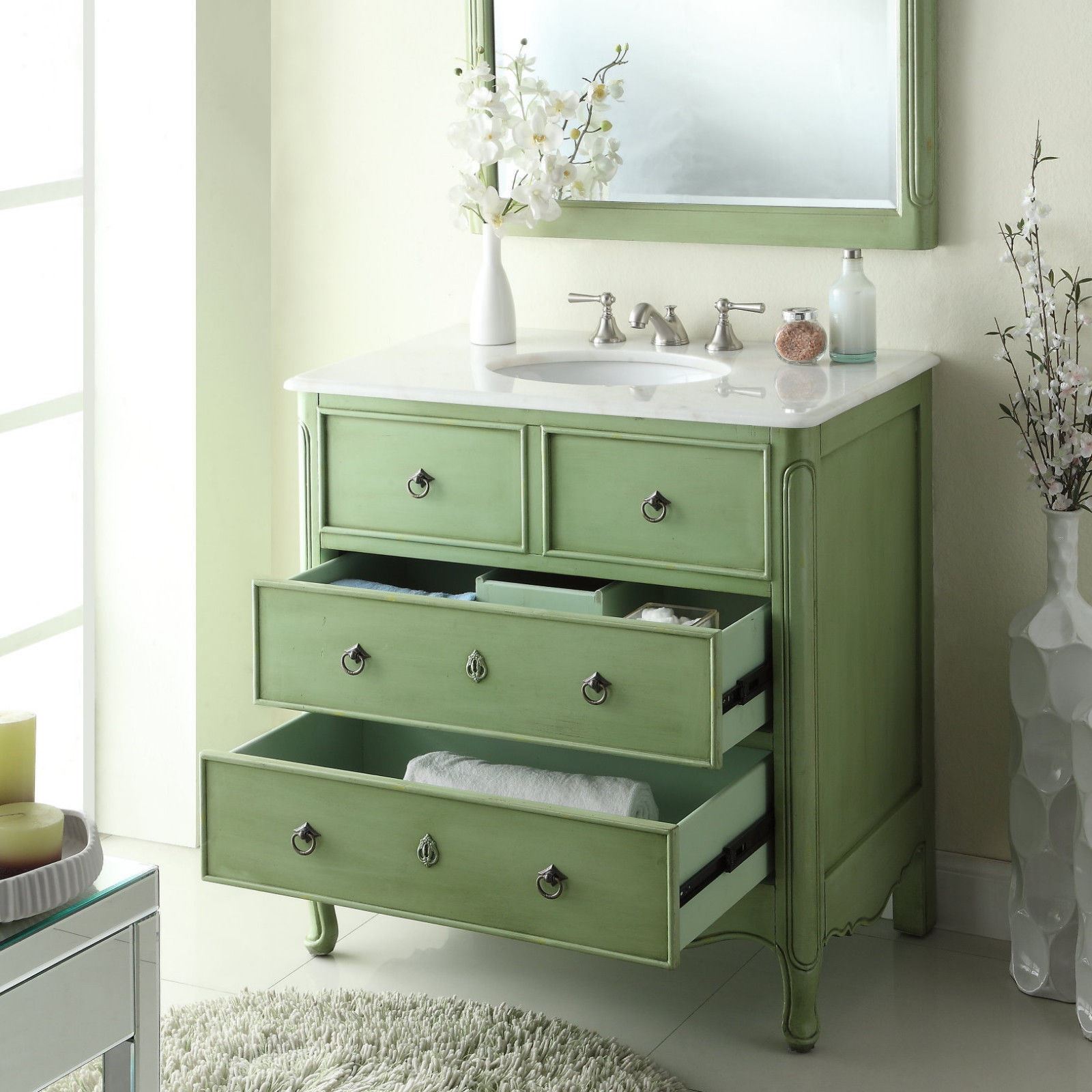 34 inch Cottage Daleville Bathroom Sink vanity HF081G (vintage mint green)