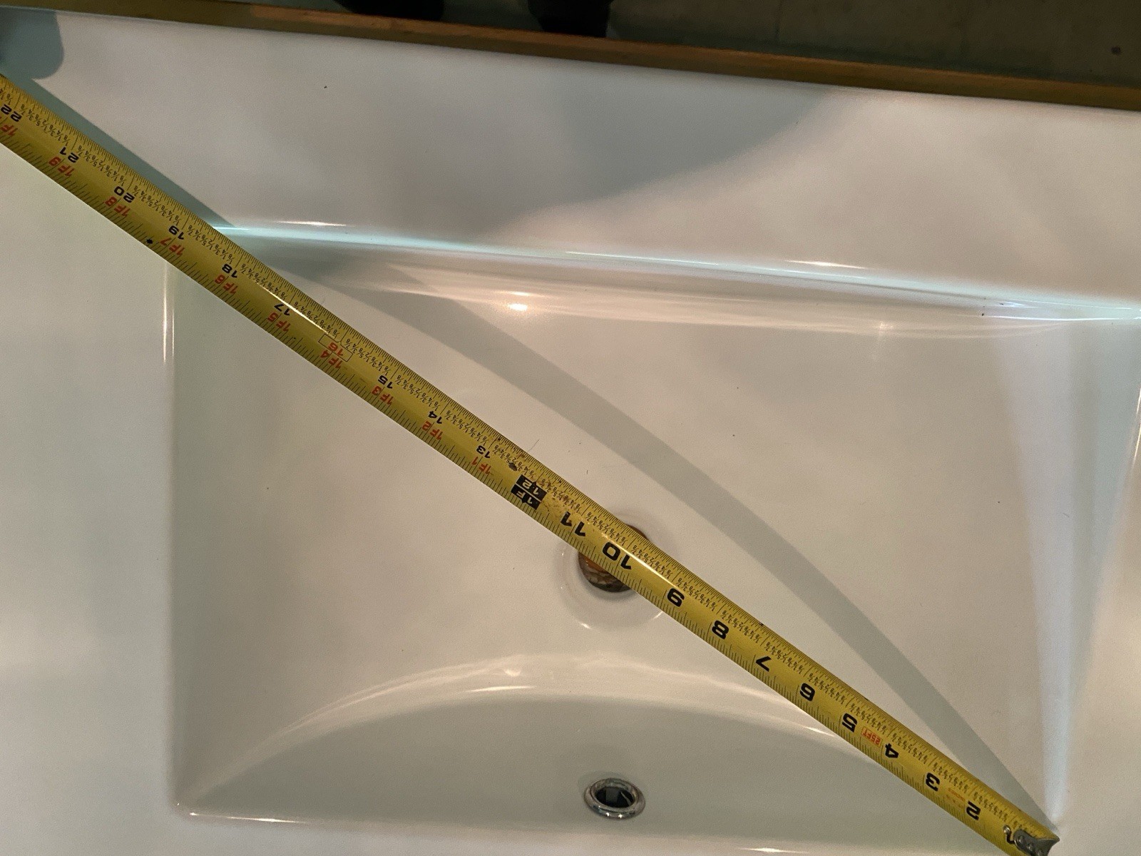 24″ Ceramic Vanity Top Sink, Modern Rectangular Bathroom Basin with Faucet Hole