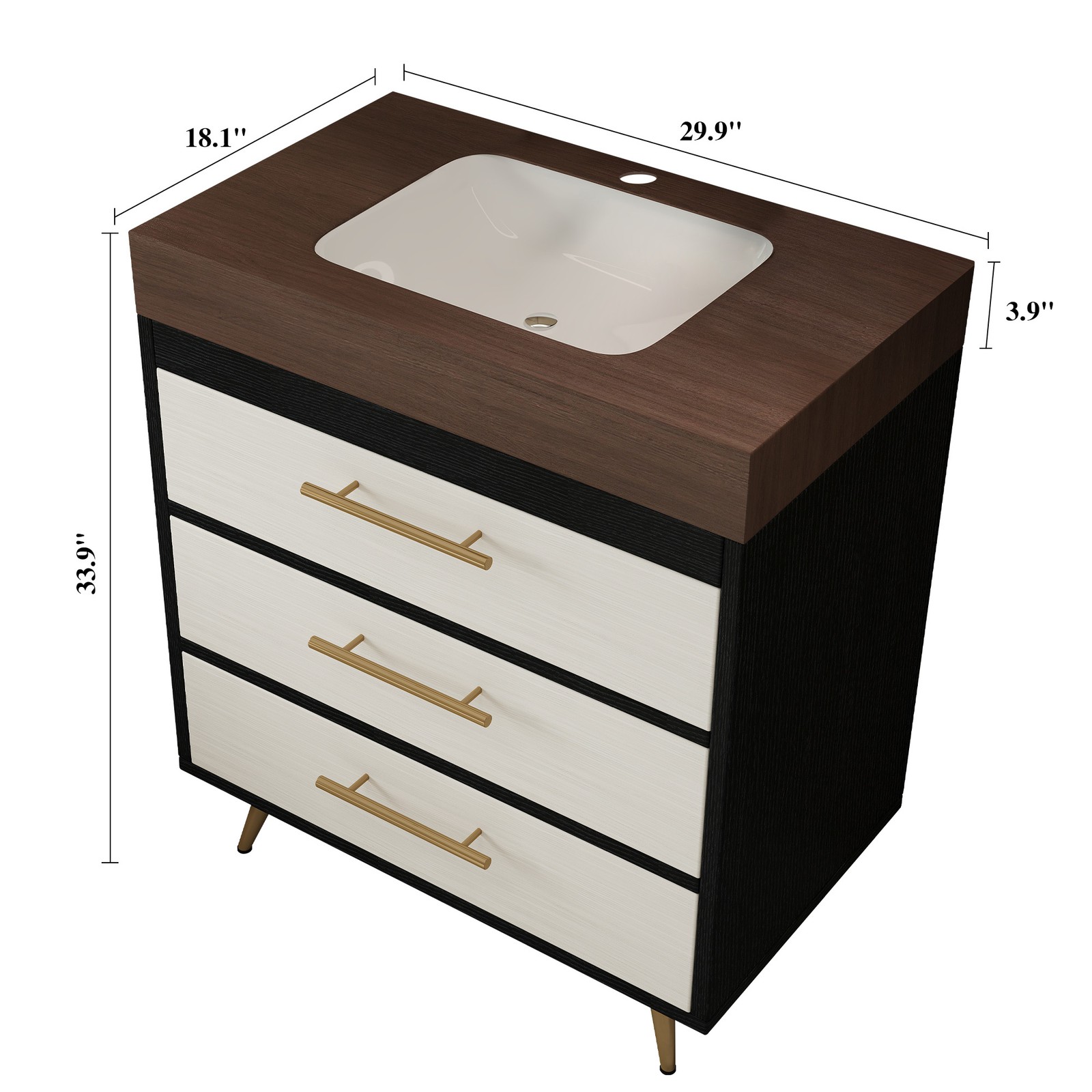 Modern Bathroom Vanity with Sintered Stone Top & Ceramic Sink