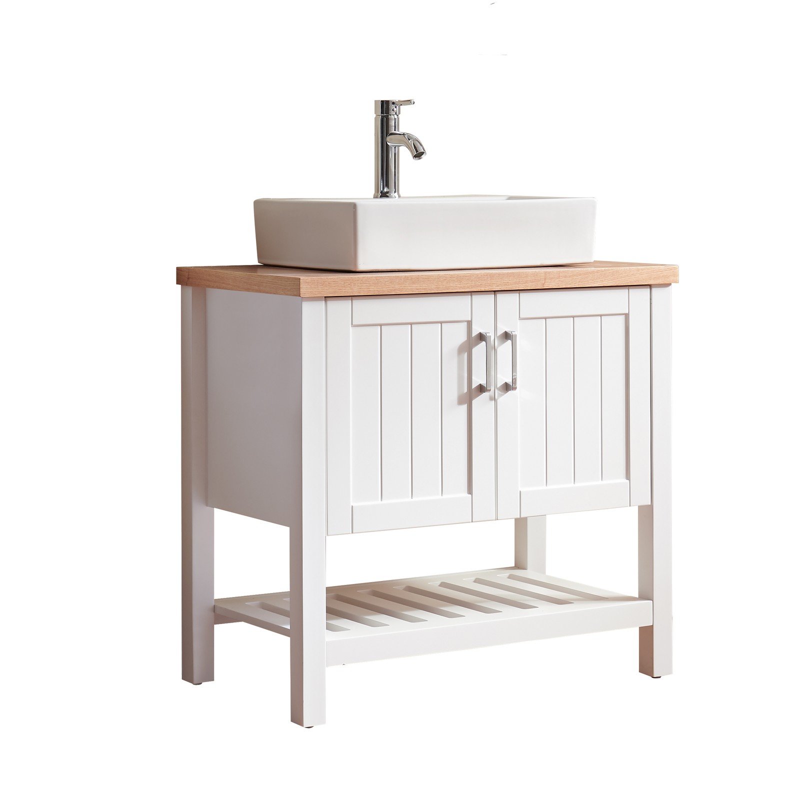 32″ Bathroom Vanity with Sink,Bathroom Vanity Cabinet with Doors and Open Shelf