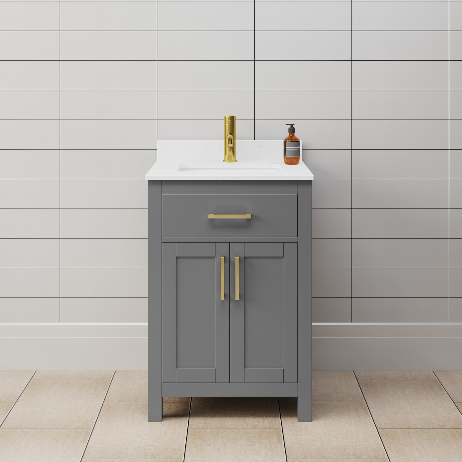 Wyndham Collection WCG242424S-VCA-MXX Beckett 24″ – Dark Gray / White Cultured