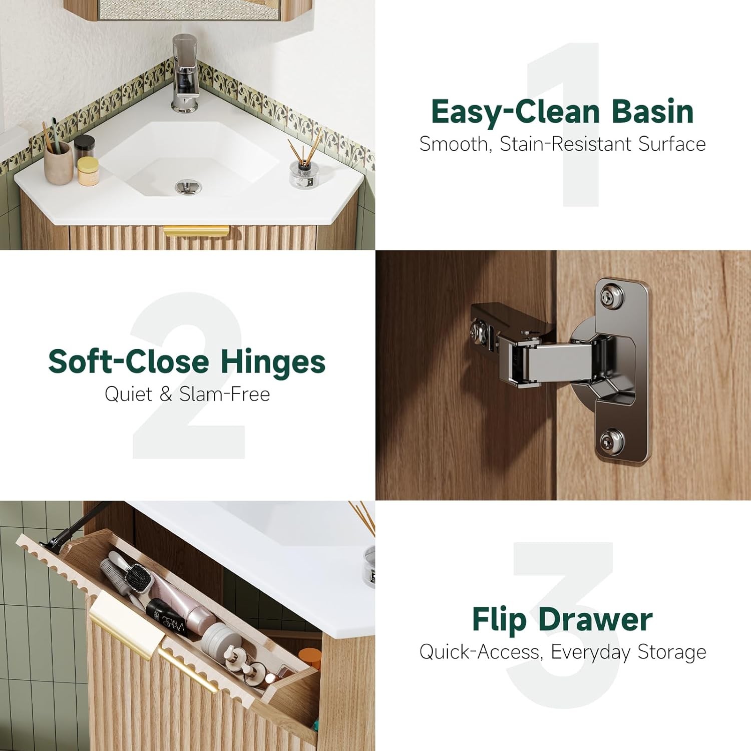 Corner Bathroom Vanity Sink Combo，Bathroom Cabinet for Small Space, Freestanding