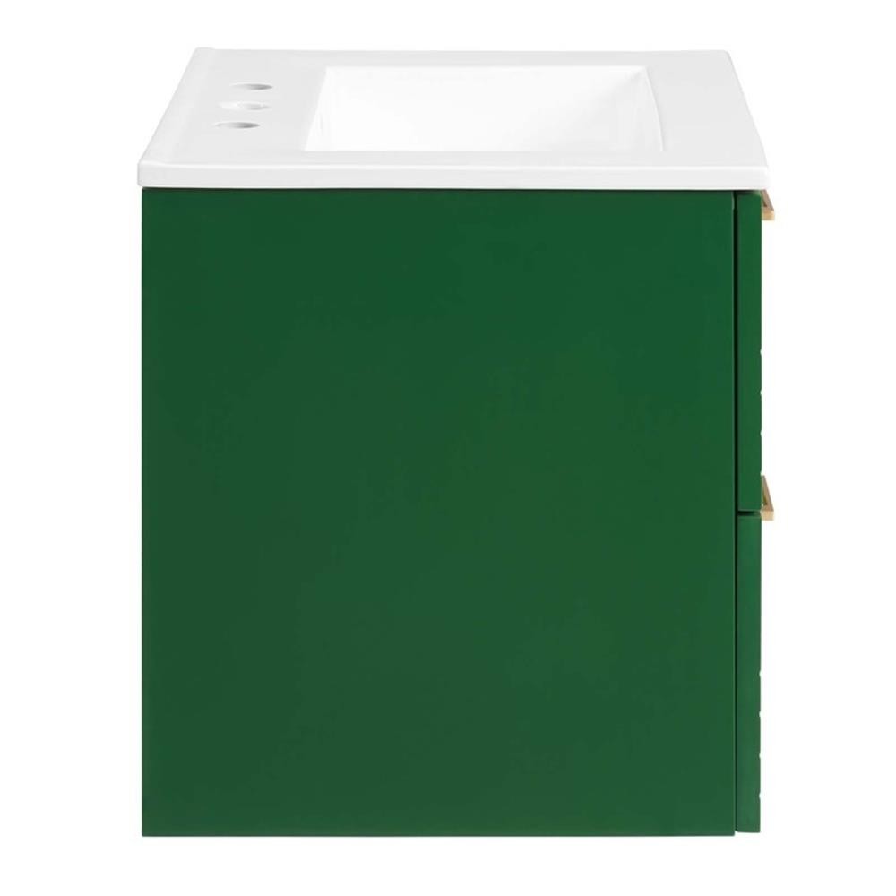 Pemberly Row 24″ Modern Wood/Ceramic Bathroom Vanity in Green/White