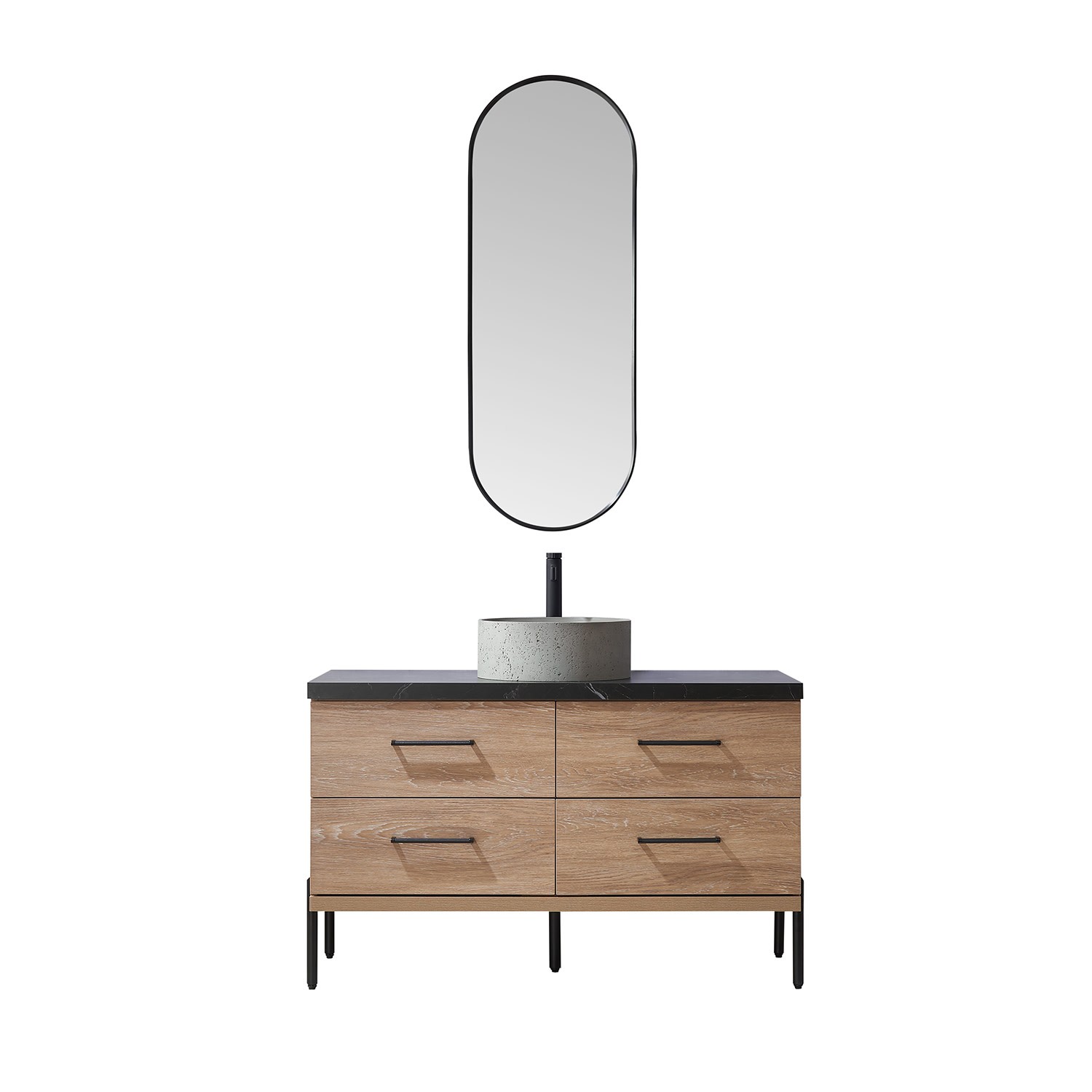 Miseno MV-705148R Trento 48″ – North American Oak / Black