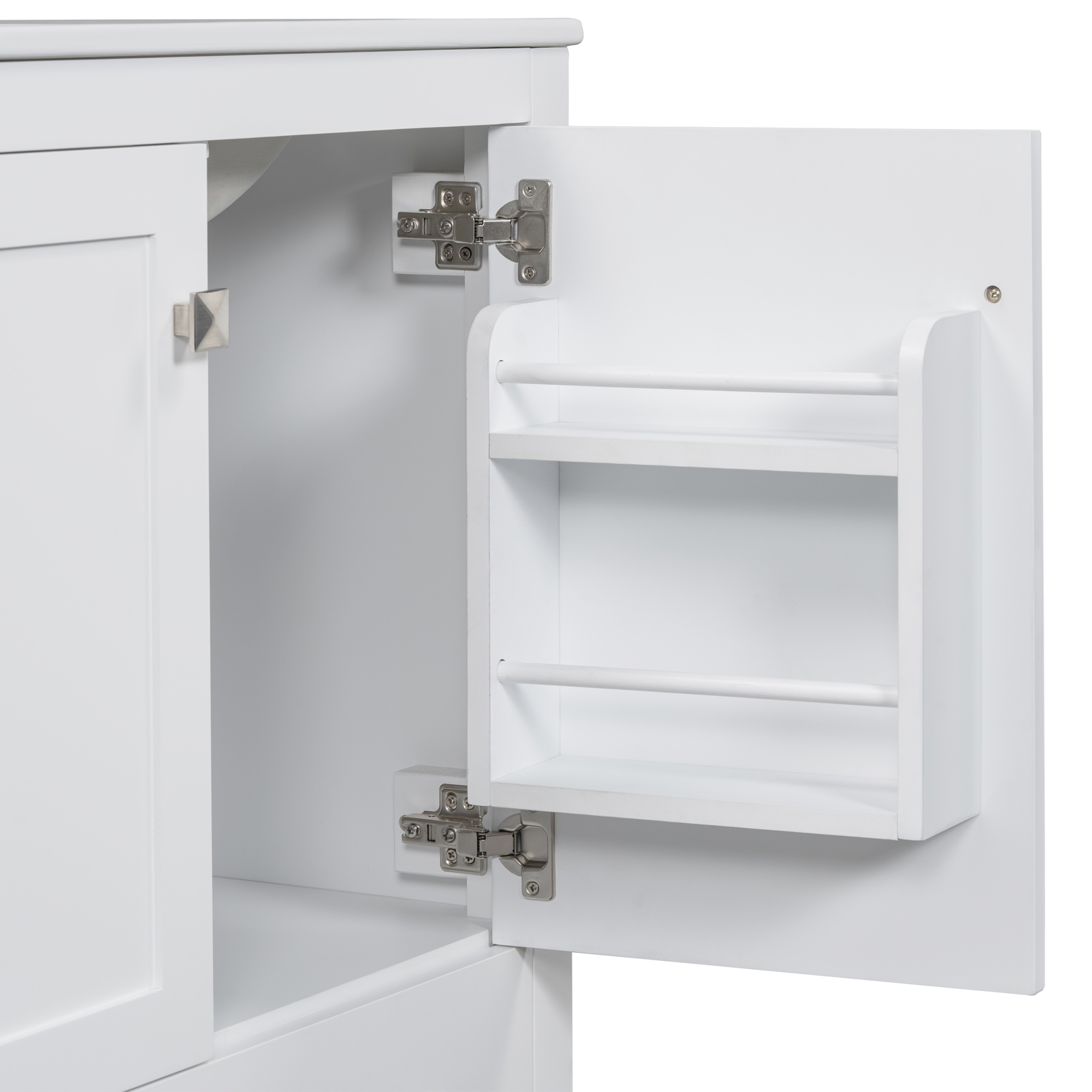 30″ Bathroom Vanity w/White Resin Basin Sink Top with 2 Doors and Big Drawer