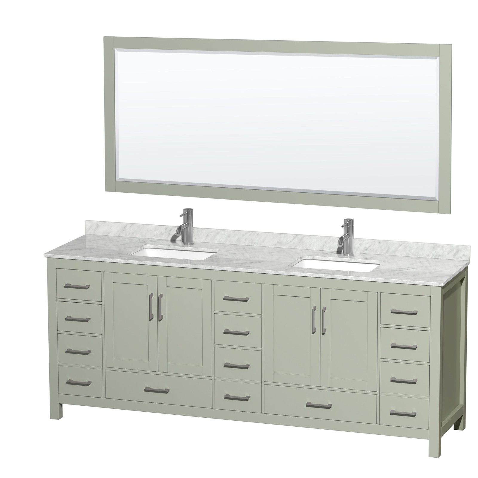 Wyndham Collection WCS141484DUNSM70 Sheffield 84″ – Light Green / Brushed Nickel