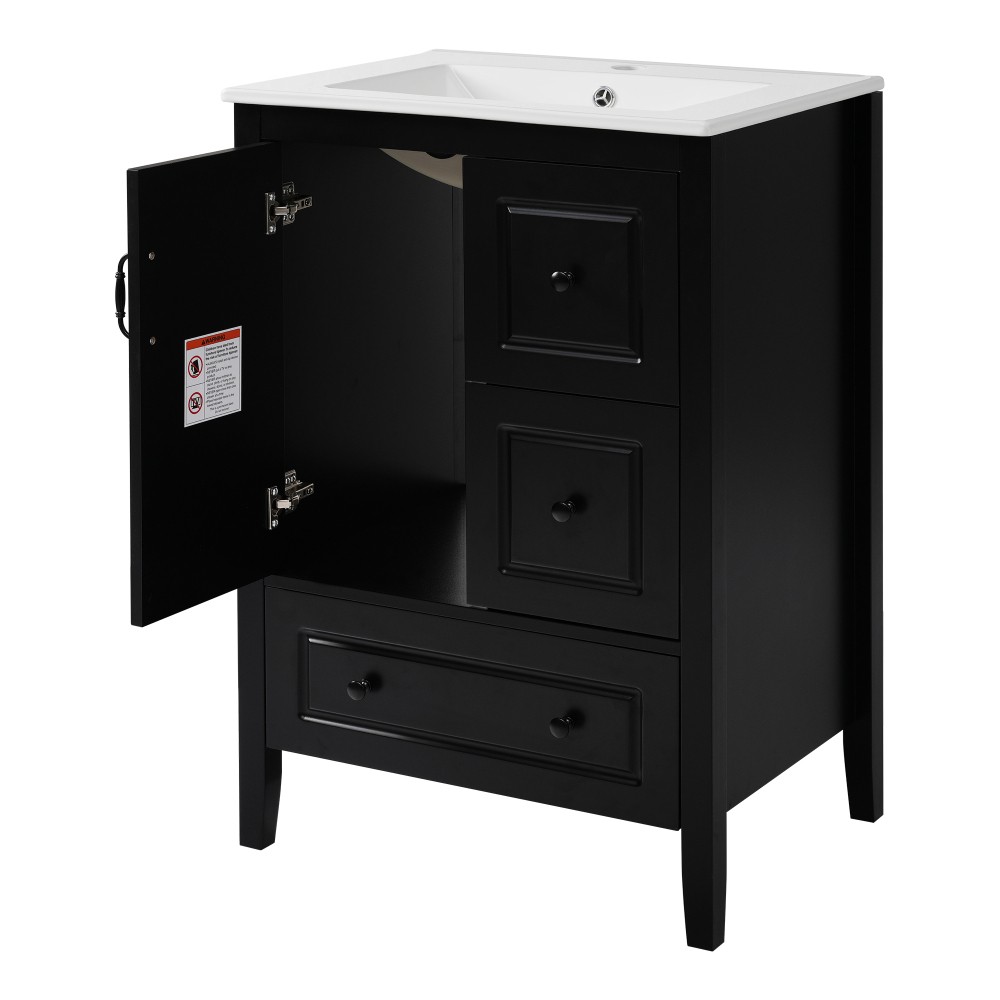 24 inch Bathroom Vanity with Sink, One Cabinet with Soft-closing Door