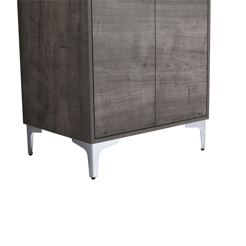 24 in. Single Vanity in Gray Oak finish with Solid Surface Resin White Sink