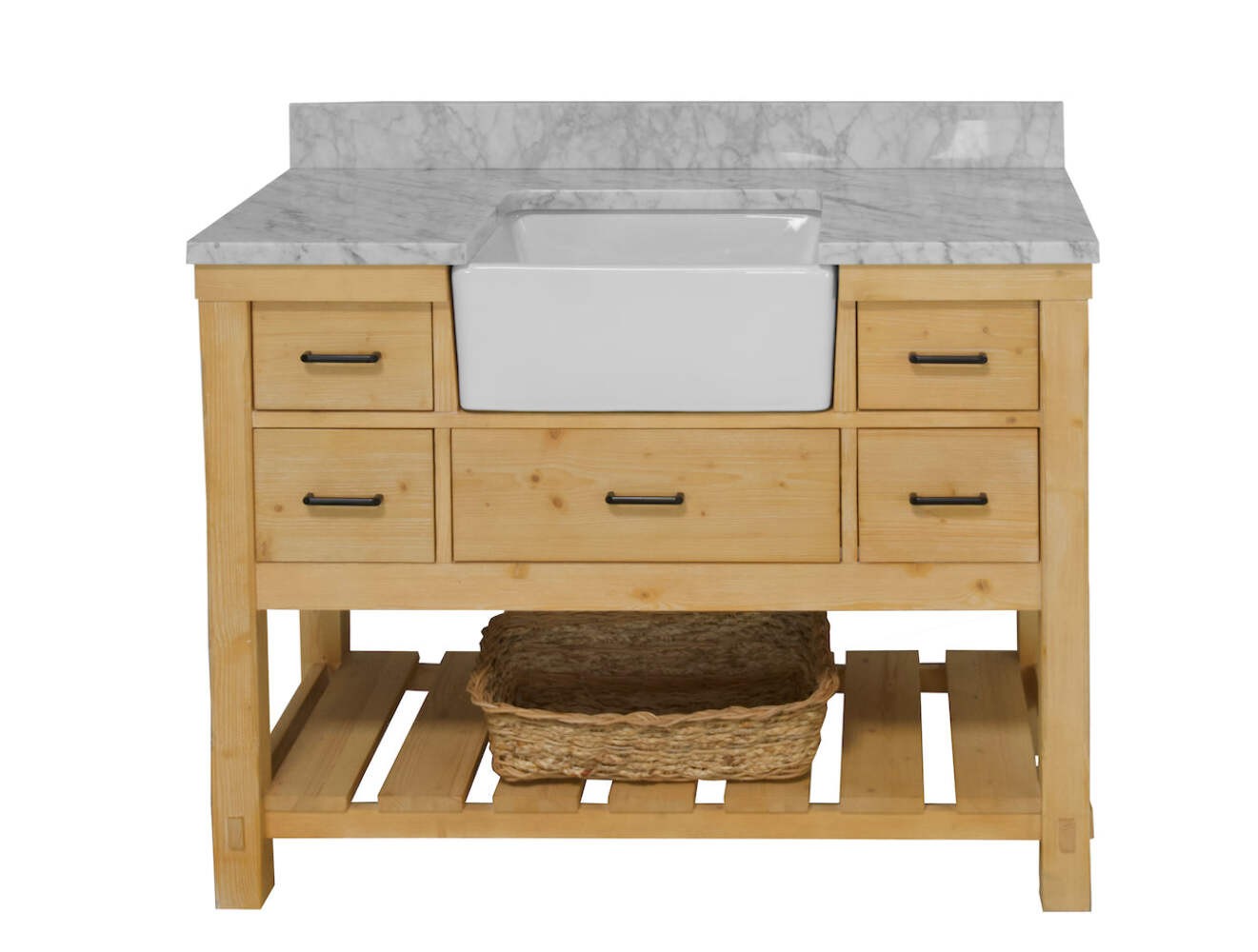 Charlotte 48-inch Farmhouse Vanity with Carrara Marble Top