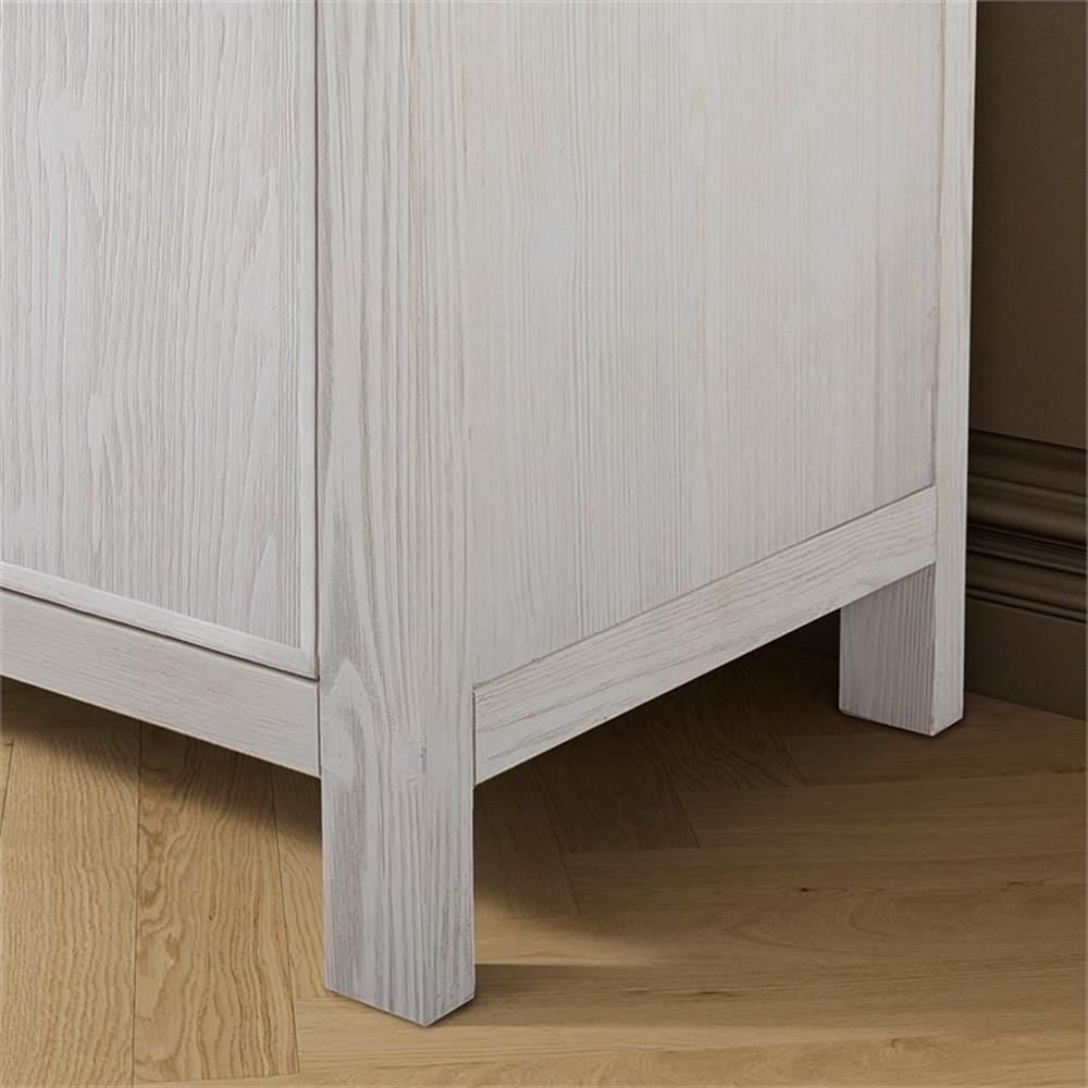 Leon 60″ Single Bathroom Vanity in Washed White w/Lightning White top & Mirror