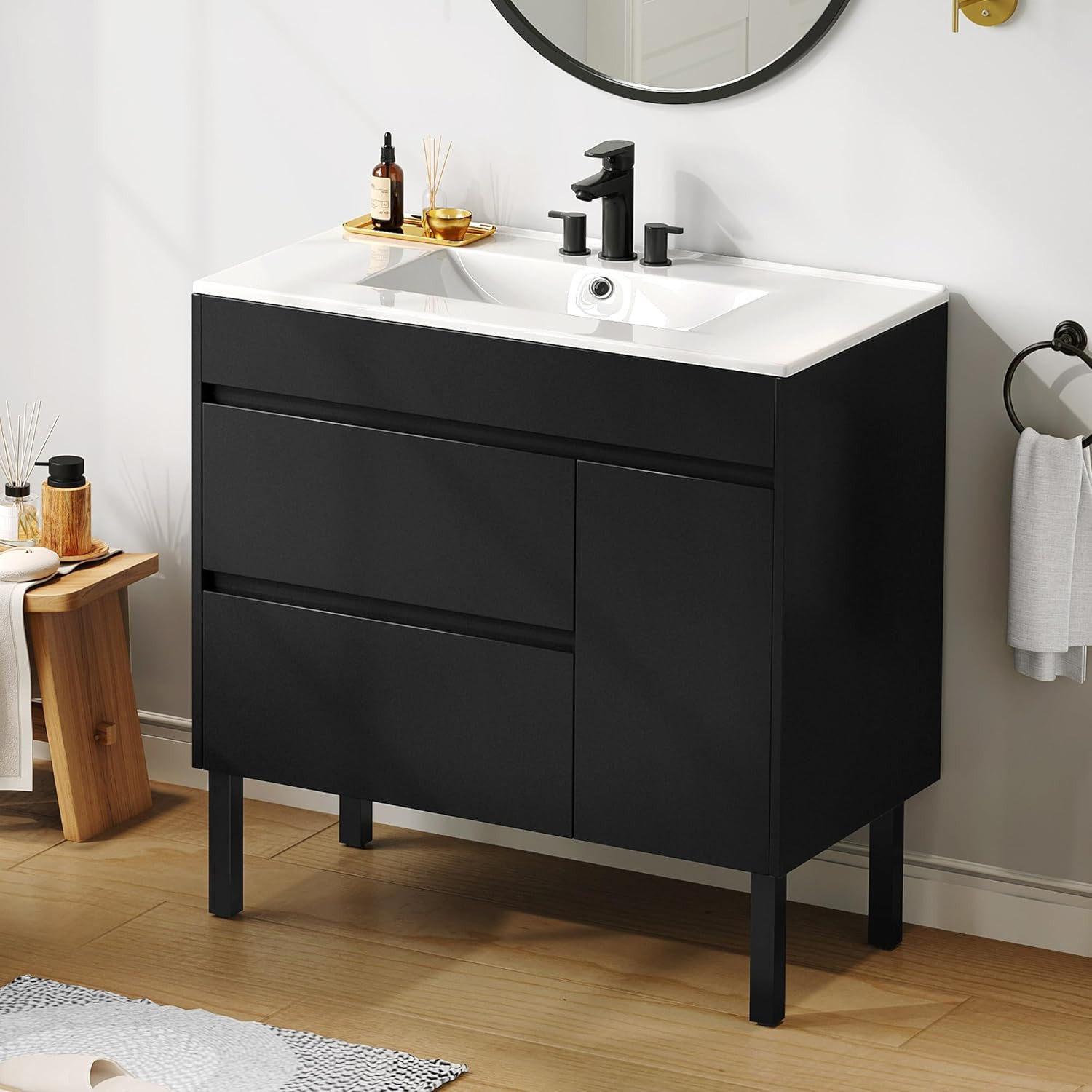 YITAHOME 36 Inch Bathroom Vanity with Sink, Bathroom Cabinet Vanity for Media Sp
