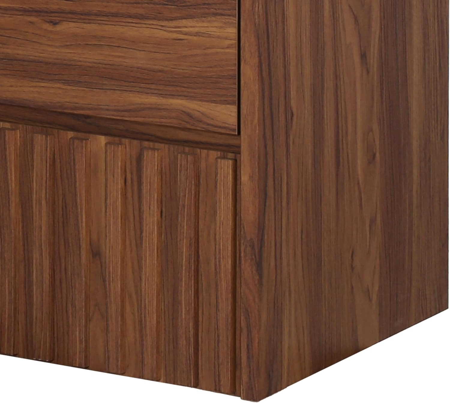 Walnut 24″ Modern Coastal 2-Drawer Wall-Mounted Bathroom Vanity Cabinet