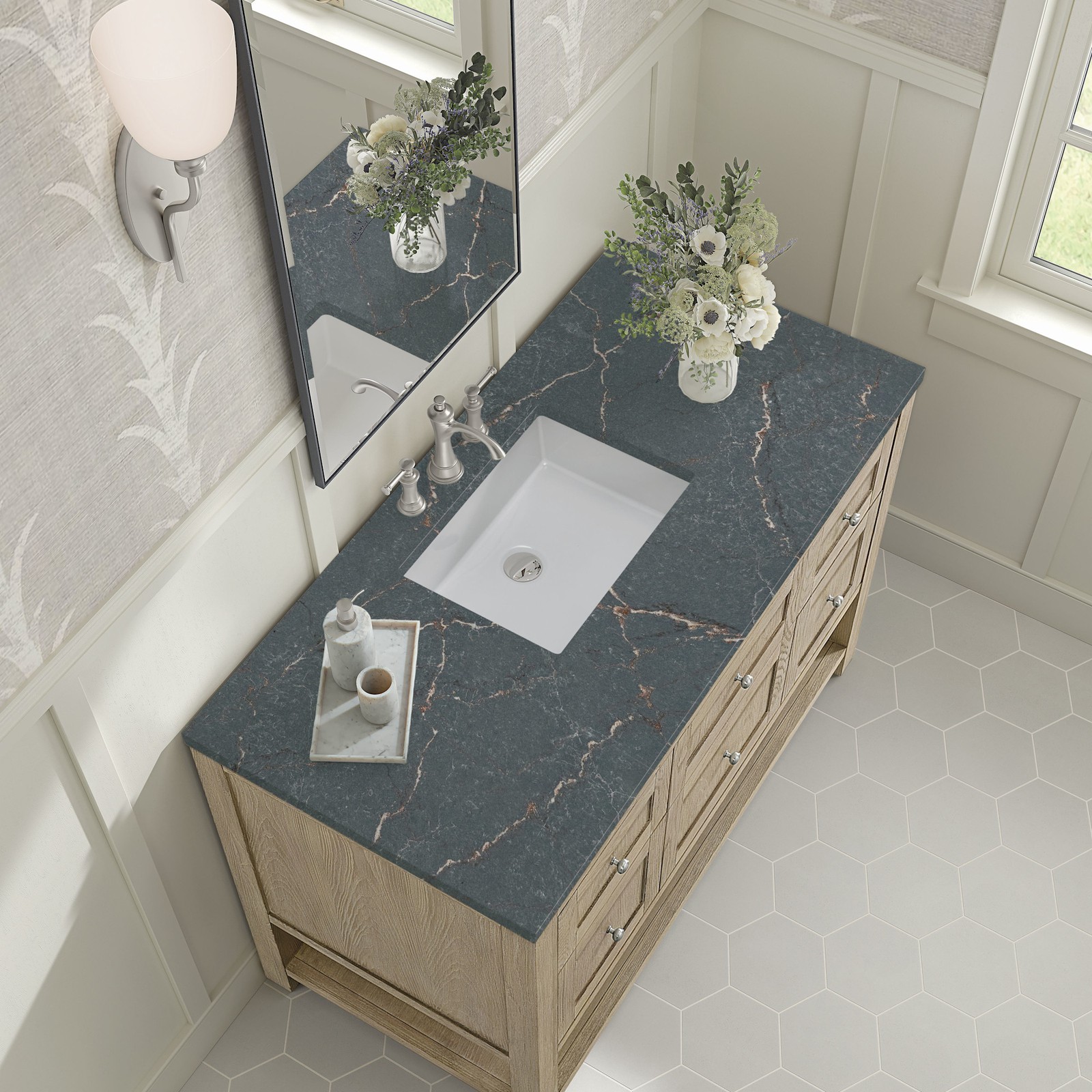 James Martin Vanities 330-V48-FPBL Breckenridge 48″ – Whitewashed Oak