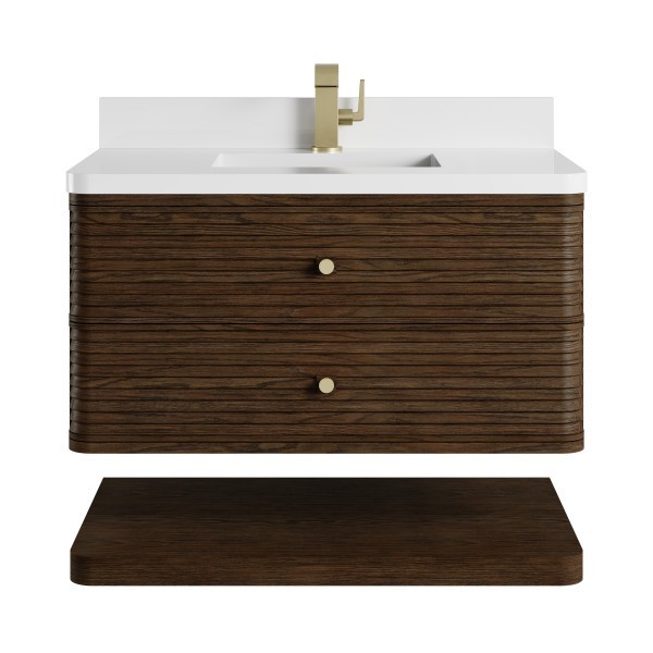 36″ James Martin Allamari D640-V36-SBL-3WZ Vanity Cabinet White Zeus Top