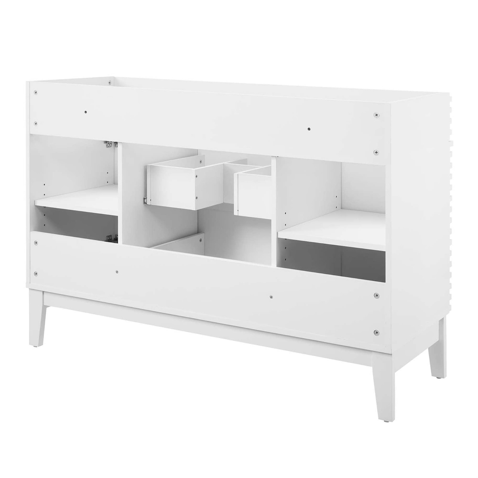 Pemberly Row 47″ Plastic and Wood Bathroom Vanity Cabinet in White