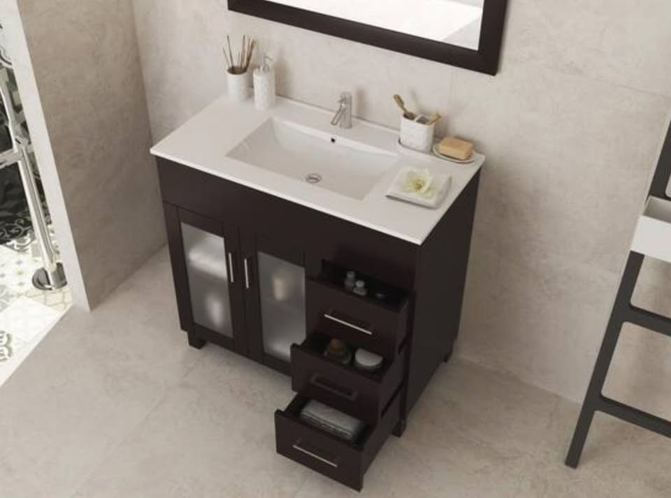 Laviva Nova 36 in. W x 18.5 in. D x 34.5 in. H Bathroom Vanity w/Ceramic Top