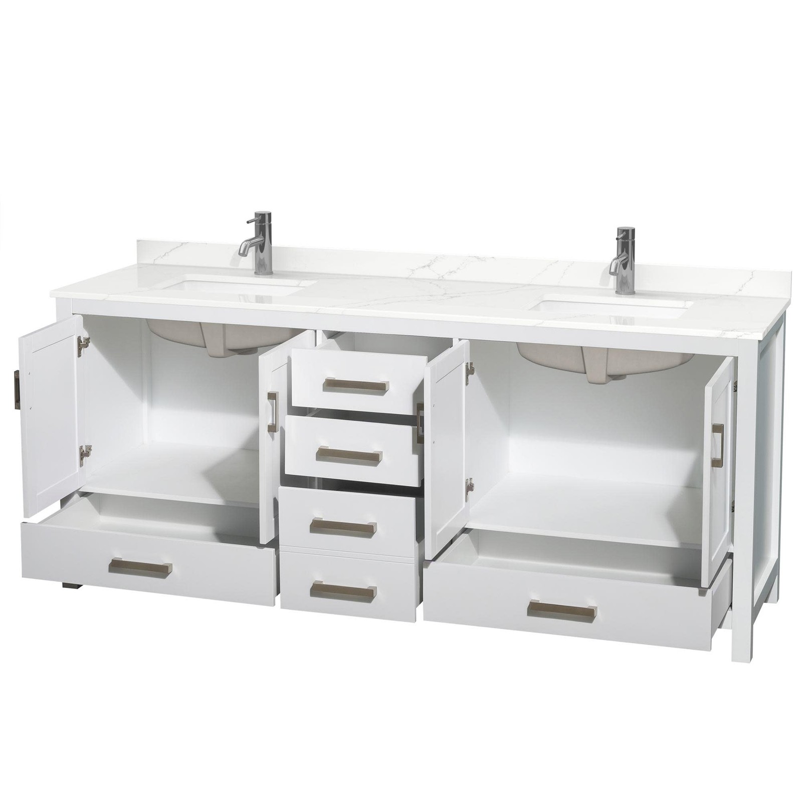 Wyndham Collection WCS141480D-QTZ-UNSMXX Sheffield 80″ – Gray / White Quartz Top