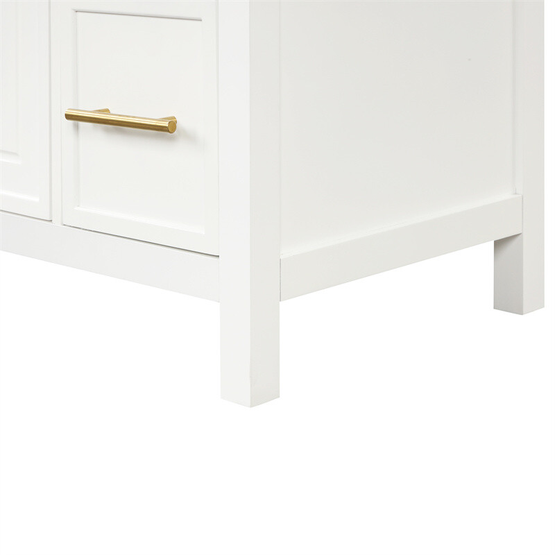 36″ White Bathroom Vanity w/Ceramic Sink Bathroom Cabinet w/2 Doors & 3 Drawers