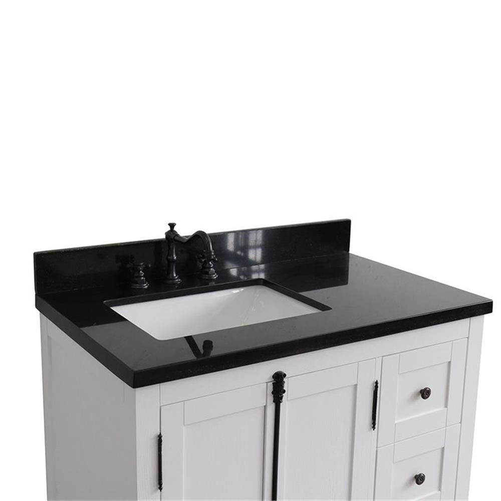 Plantation Solid Wood Vanity with Left Rectangle Sink in Ash/Black