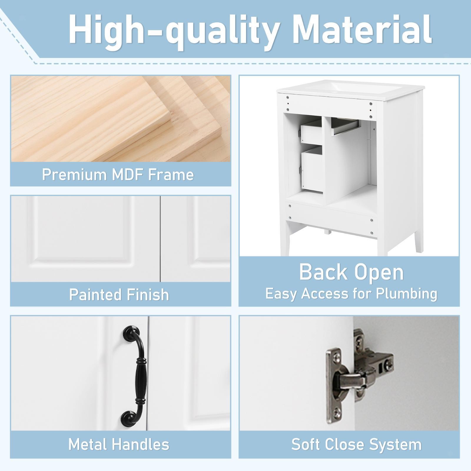 24 inch Bathroom Vanity with Sink, Cabinet with Soft-closing Door, 3