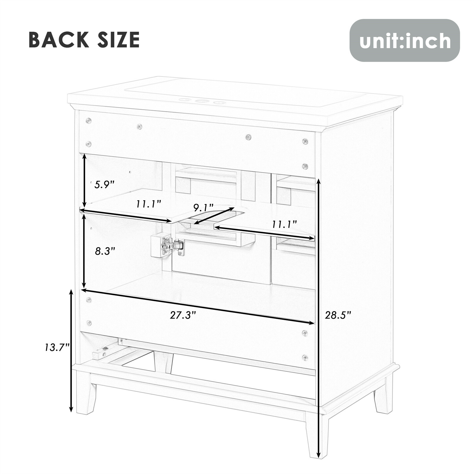 30″ Bathroom Vanity with Sink Storage Cabinet Set with Doors and Drawer