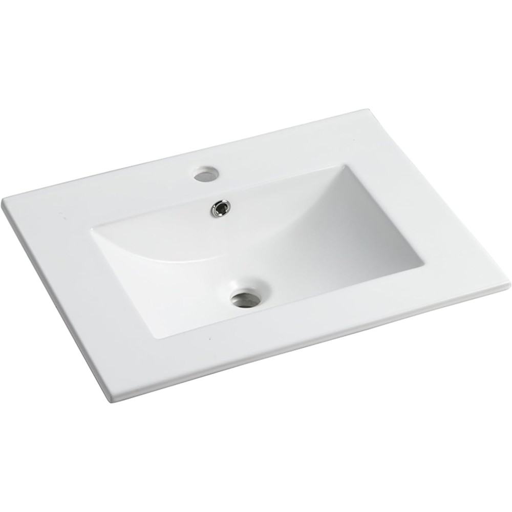 32-Inch White Ceramic Bathroom Sink, Fits 32-Inch Vanity,Pre-Drilled Faucet Hole