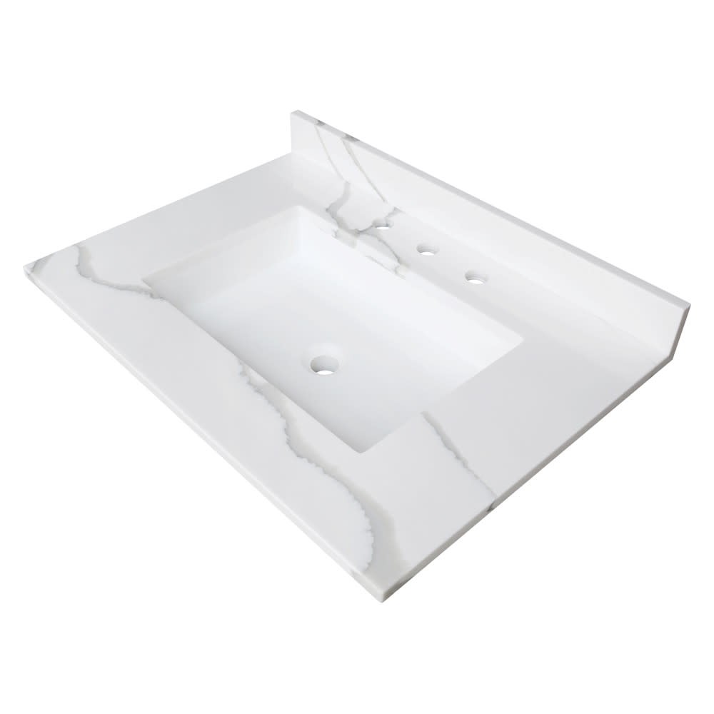 Kingston Brass KVPB3122L38SQ Montesquieu 31″ Solid Surface Vanity – Calacatta