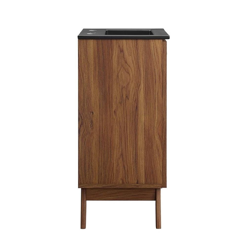 Modway Soma 18″ Modern Wood Bathroom Vanity with Rattan Door in Walnut/Black