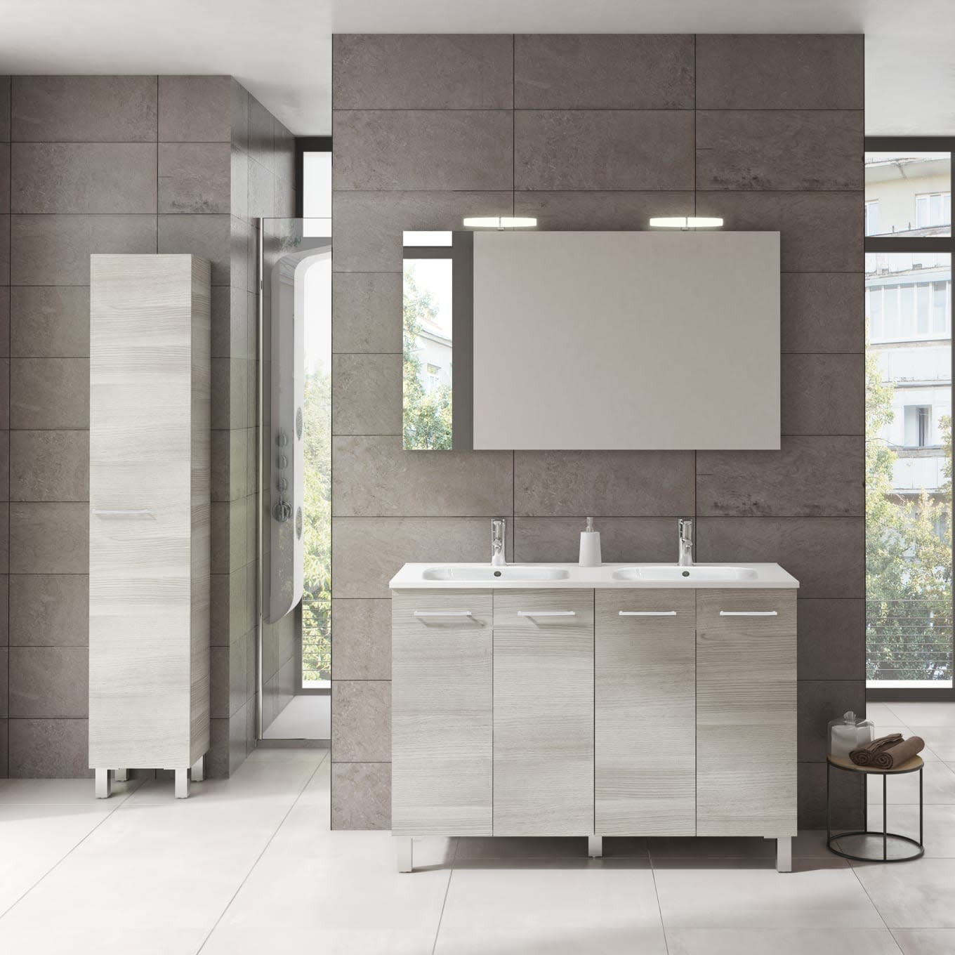 WS Bath Collections Logic 120 Set Logic Vanities 48″ – Grey