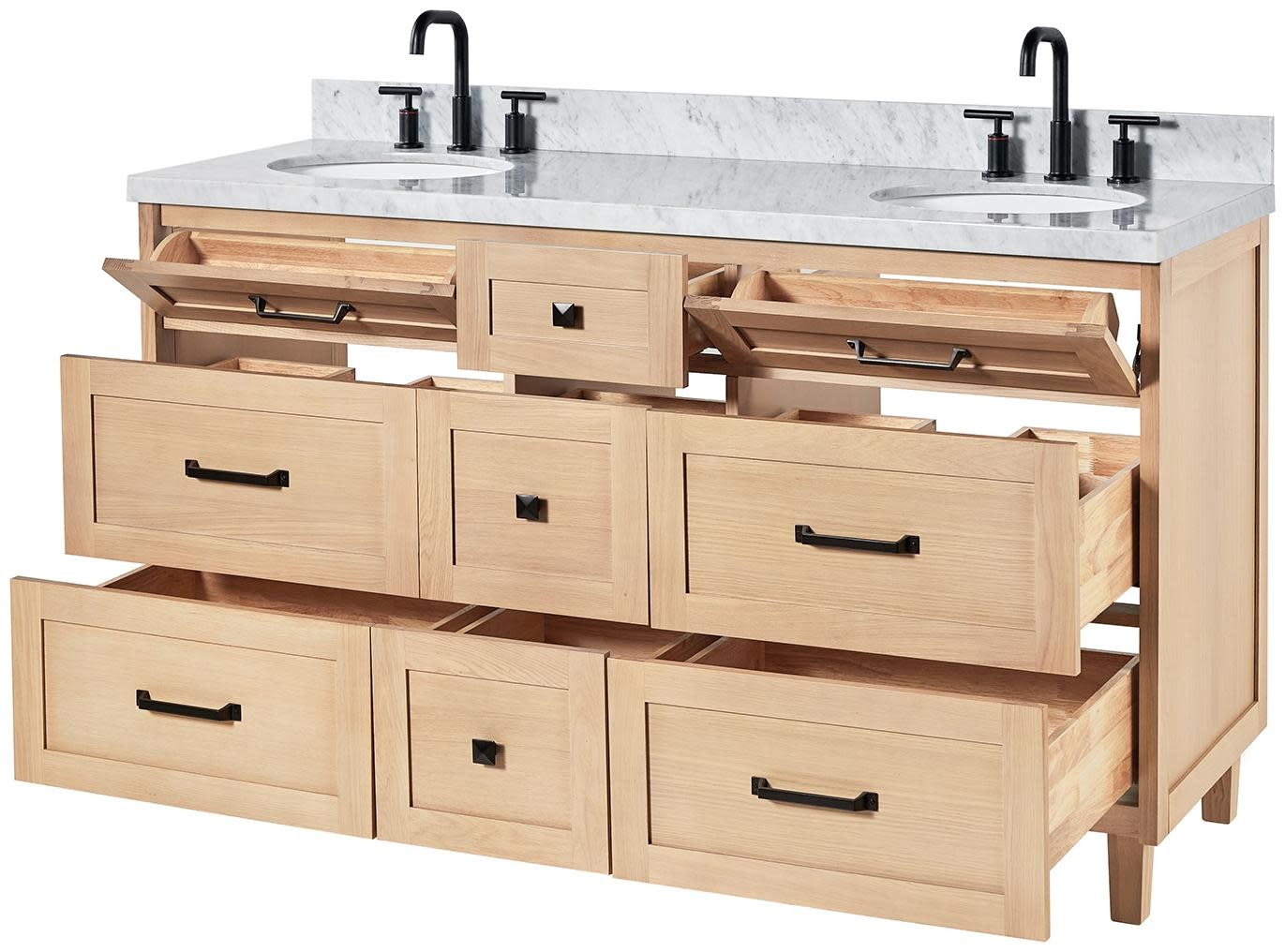 Ariel B61DCWOVO Monroe 61″ – Midnight Blue / Italian Carrara Marble Top /
