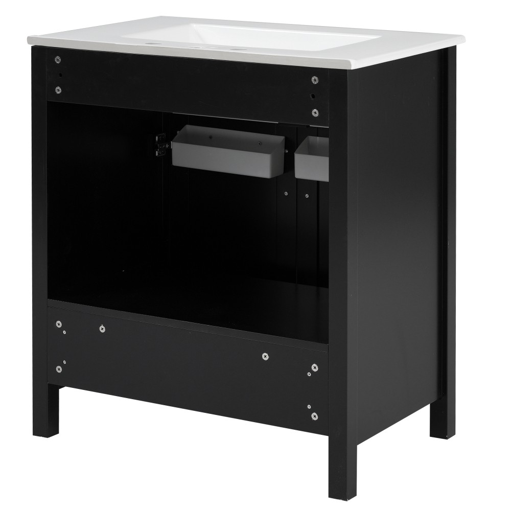 NEW 30″ Bathroom Vanity Ceramic Sink Soft Close 2 Doors 1 Drawer Storage Cabinet