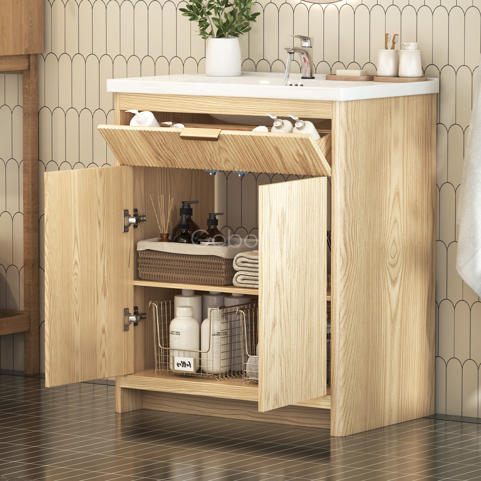 31″ Bathroom Vanity Cabinet Sink & Drawer Storage Cabinet Freestanding
