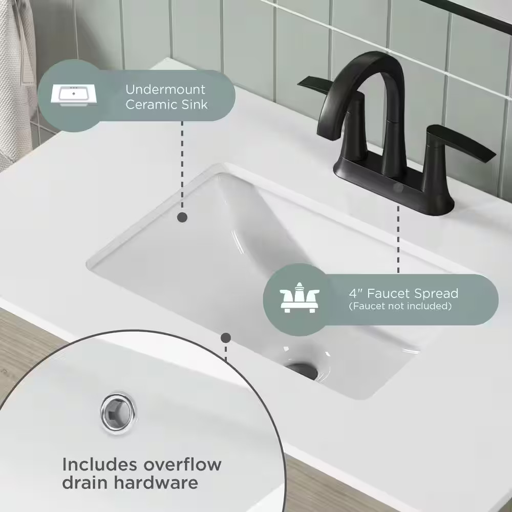 Camley 30 In. Single Sink Freestanding Sandstorm Bath Vanity with White Engineer