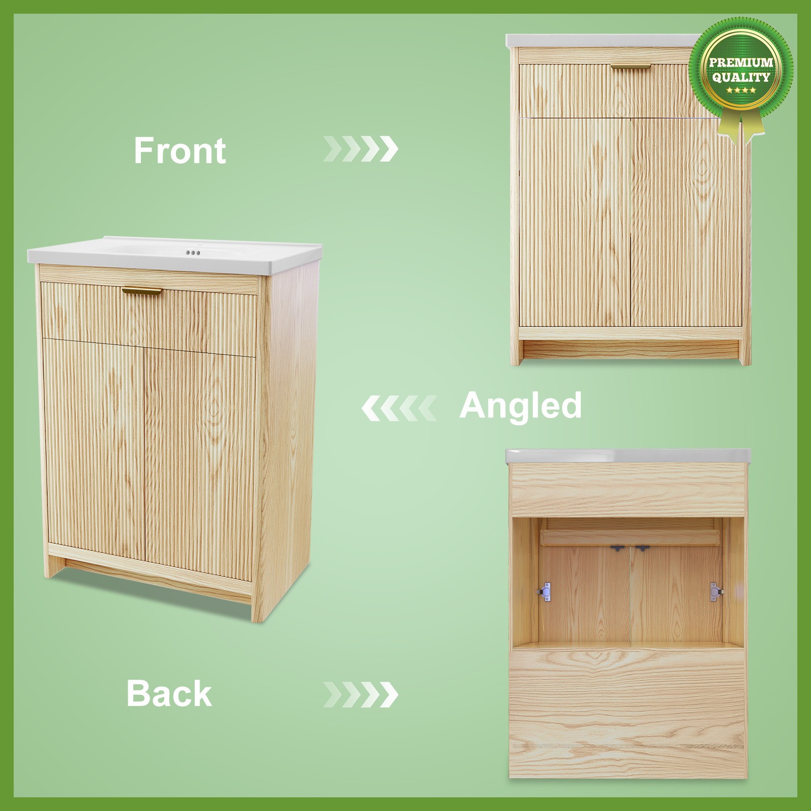 Bathroom Vanity Cabinet with Ceramic Sink Combo Bathroom Cabinet with 2 Doors