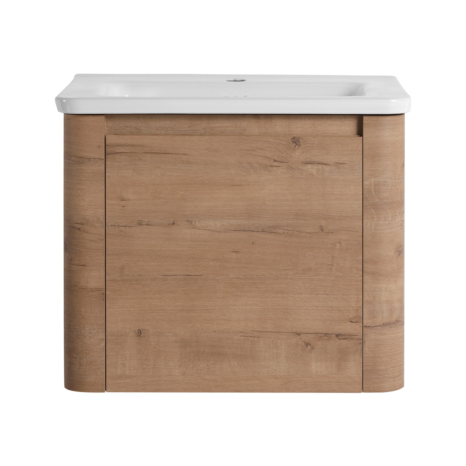 24″ Plywood Wall-Mounted Bathroom Vanity w/ White Ceramic Sink Soft-Close Door