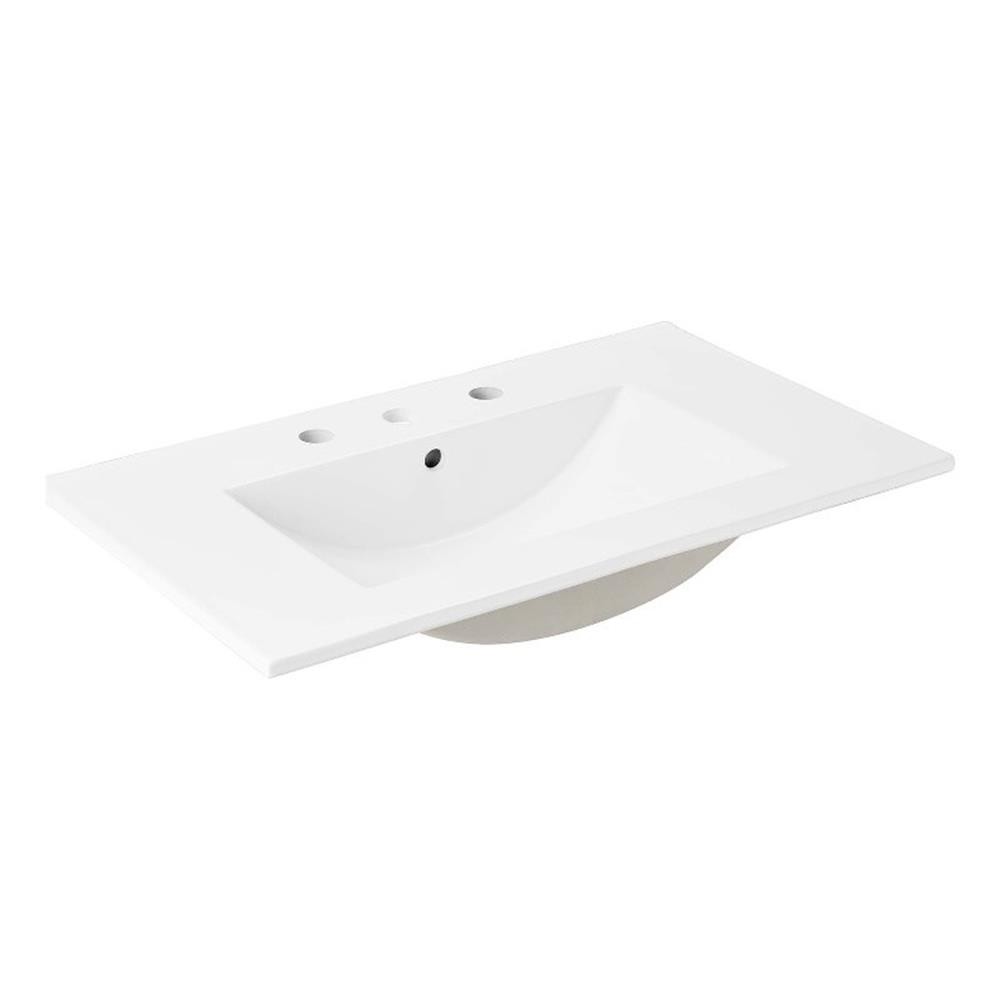 Modway Cayman Modern 30″ Bathroom Sink in White With Rectangular Basin