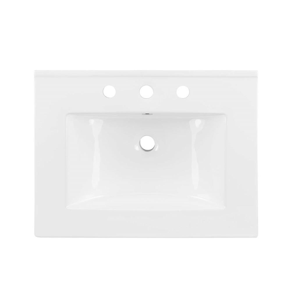 Modway Chaucer 24″ Wood & Rattan Bathroom Vanity with Adjustable Shelf in White