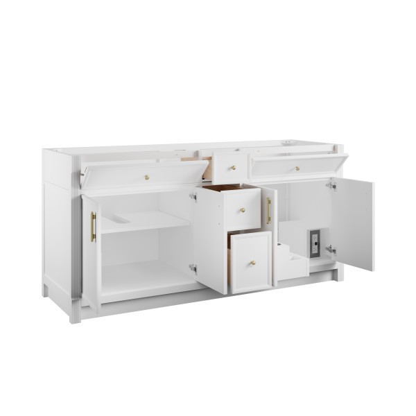 72″ James Martin Bellshire 660-V72-BW-3VSL Double Vanity Cabinet Silver Top