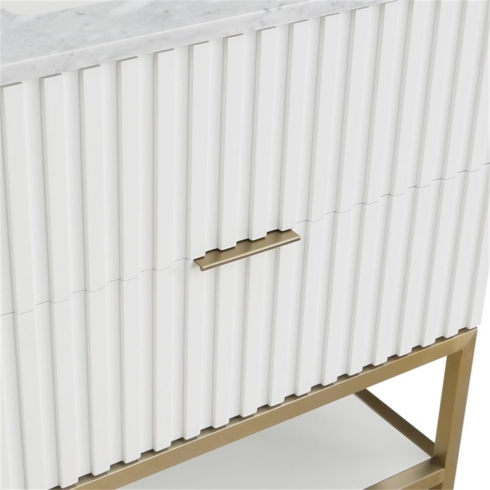 Maklaine Modern / Contemporary Rich White Finish Bathroom Vanity
