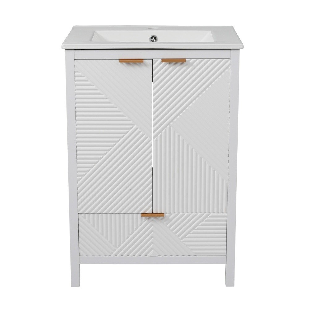 24 In Bathroom Vanity with Sink Combo Bathroom Vanity with Single Faucet Hole