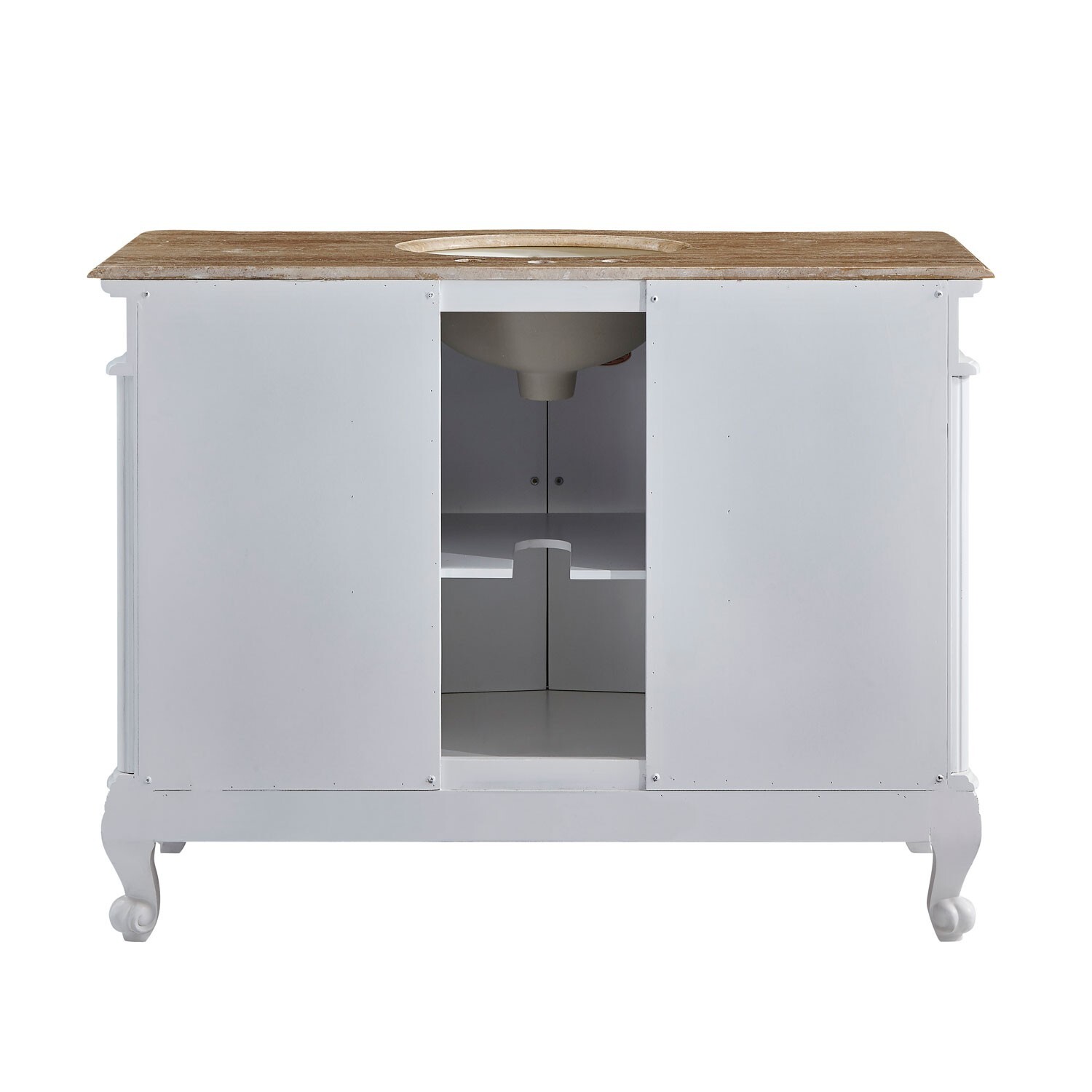 48″ Silkroad Exclusive Ella HYP-0152-T-UIC-48 White Single Travertine Top Vanity