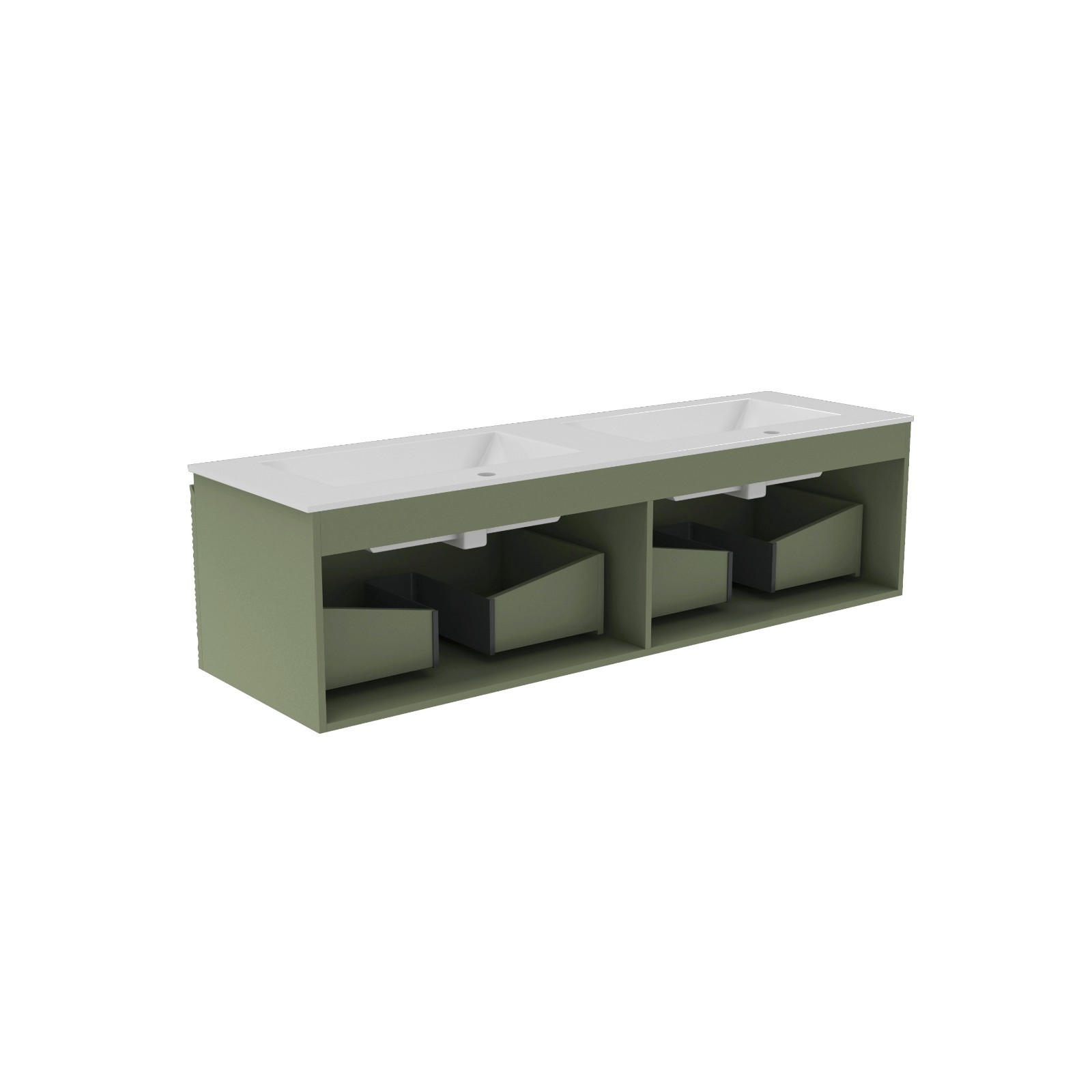 MEDUNJESS 60” PVC Wall Mounted Floating Bathroom Vanity with sink