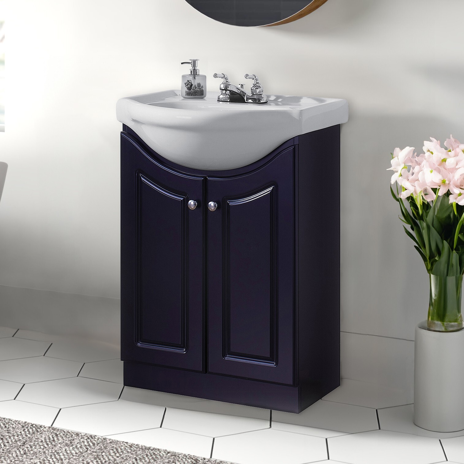 Elanor 24″ W x 19″ D x 34″ H Euro Vanity in Satin Black w/Ceramic Vanity Top