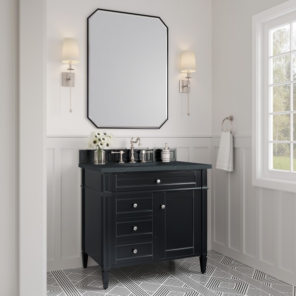 36″ James Martin Brittany 650-V36-BKO-3CSP Vanity Cabinet Charcoal Soapstone Top