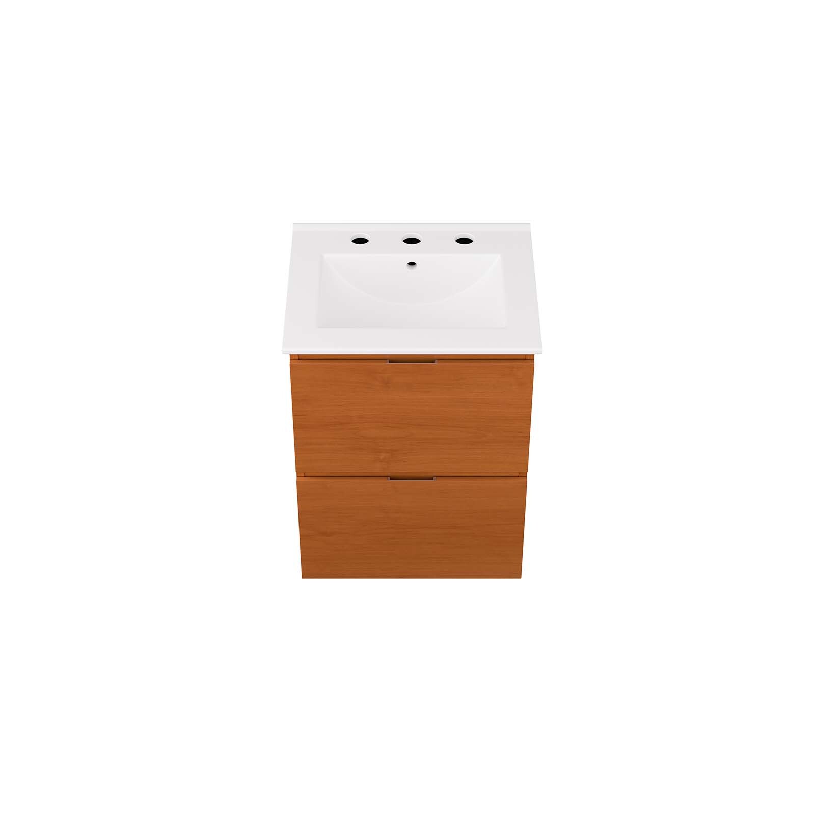 Modway Scenic 18″ Wall-Mount Bathroom Vanity in Cherry White
