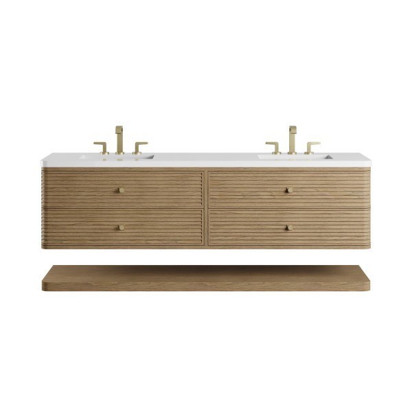 72″ James Martin Allamari D640-V72-DMS-WWZ Double Vanity Cabinet White Zeus Top