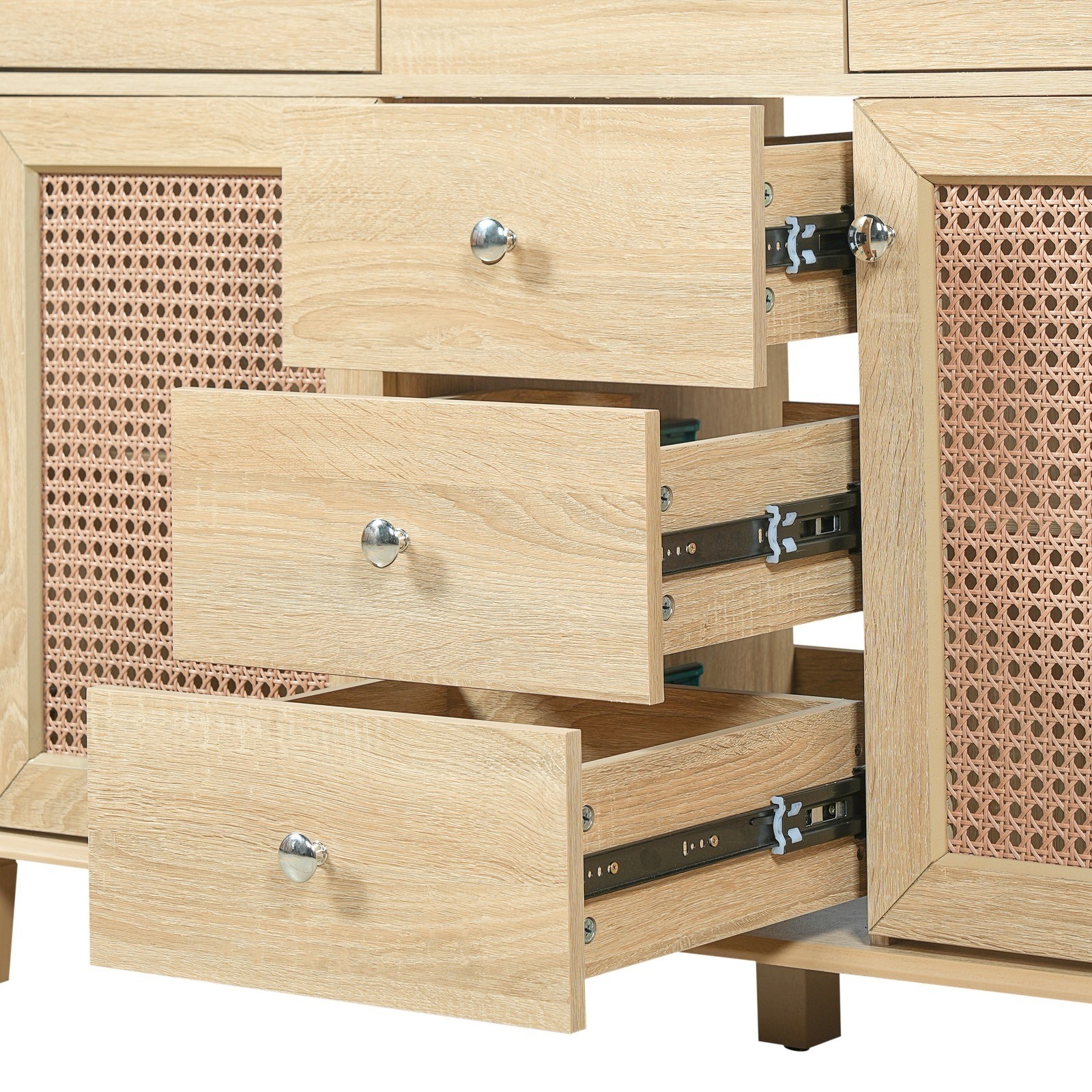 Natural Rattan Bathroom Vanity 48″/2 Cabinets/Sink & Solid Wood Frame Fre Ship