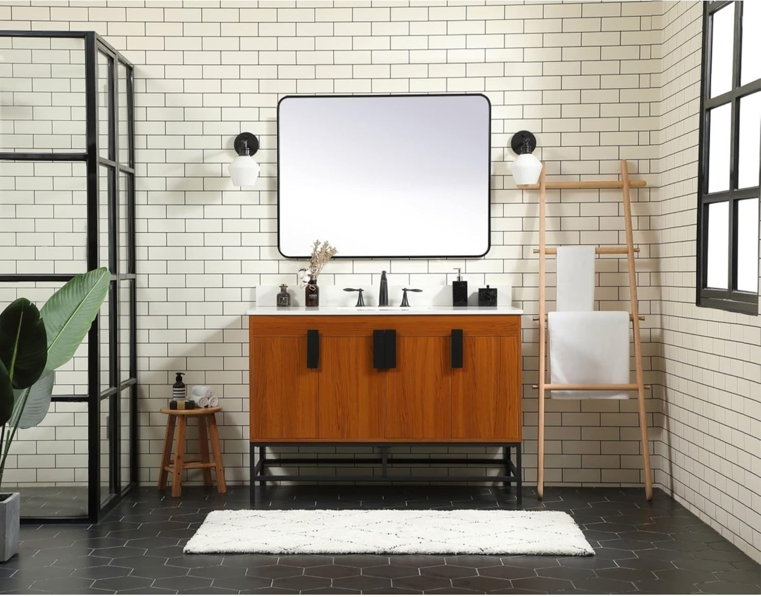 Elegant Kitchen and Bath 48 Inch Single Bathroom Vanity in Teak with Backsplash