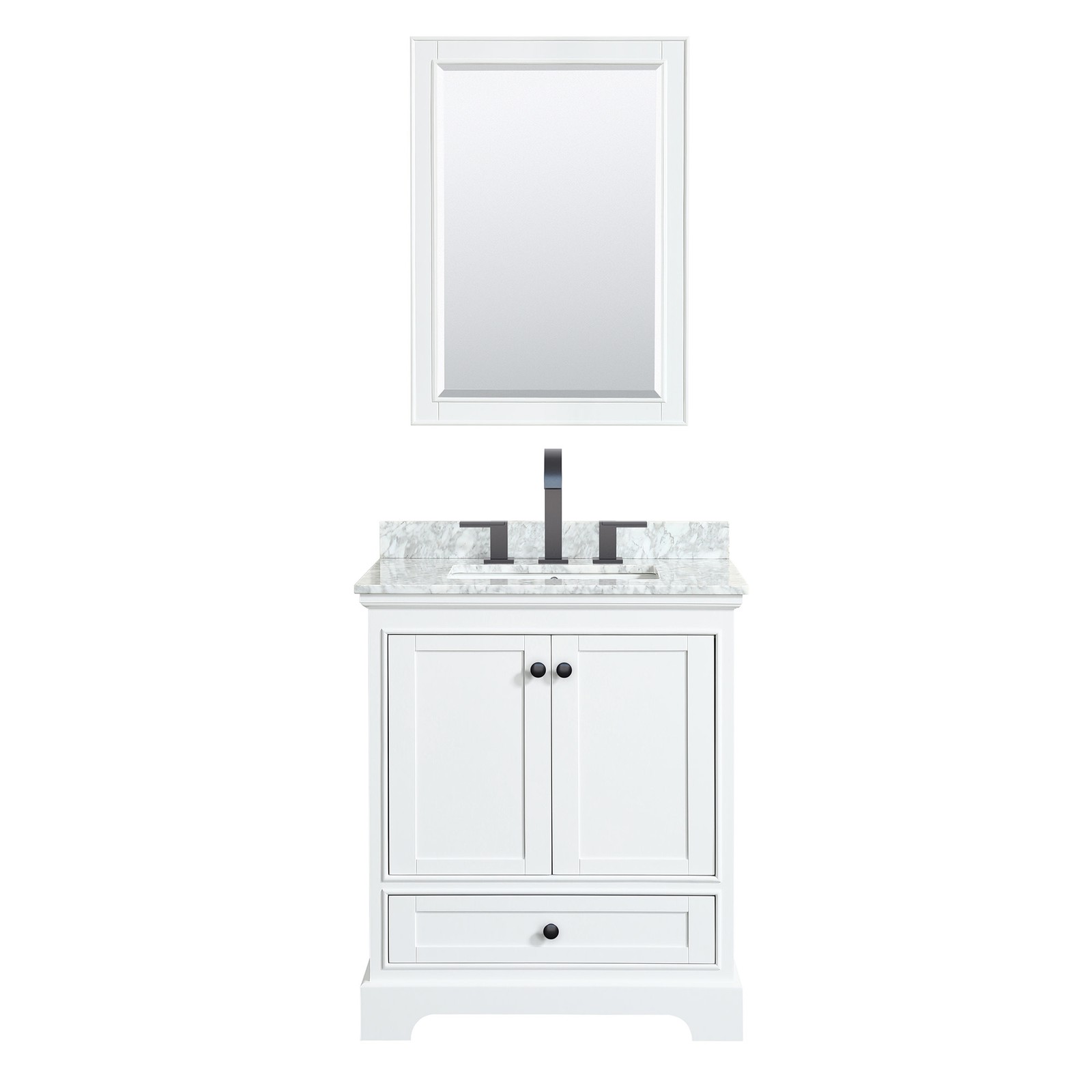 Wyndham Collection WCS202030SCMUNSMED Deborah 30″ – White / White Carrara Marble